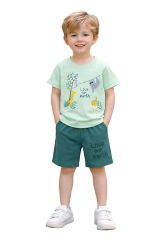 Shree Shyam Kids clothes for boys cotton tshirt shorts set – soft printed half sleeve round neck outfit, breathable summer dress for baby boy, kids summer wear, daily comfort (18-24 month)