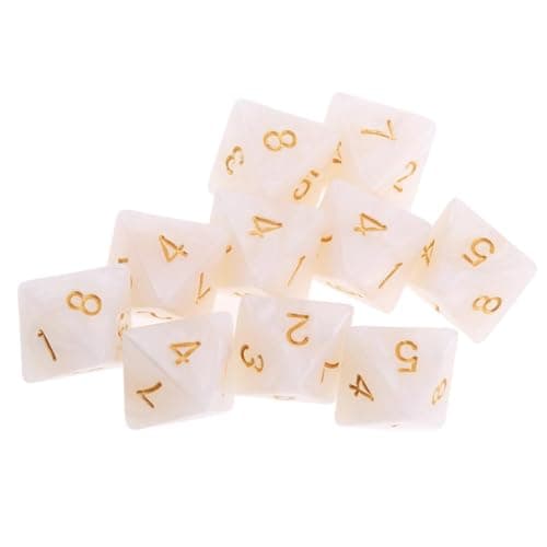 UJEAVETTE 10pieces 8 Sided Dice D8 Polyhedral Dice for Dungeons and Dragons Party Table Games White 2