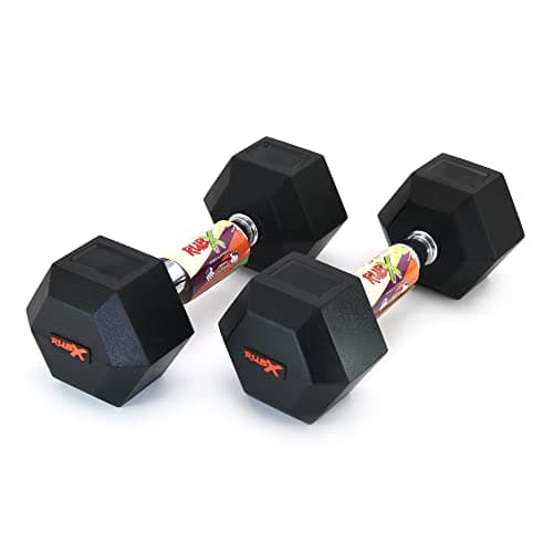 RUBX Rubber Coated Professional Exercise Hex Dumbbells (Pack of Two) 15 Kg x 2pc (Total = 30 kg)