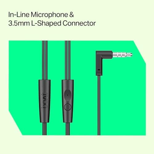 boAt BassHeads 212L Wired in-Ear Earphones with 10mm Drivers, Deep Bass, in-Line Mic, 3.5mm L-Shaped Jack, 120cm Durable Cable, Comfortable ABS Eartips, Universal Compatibility (Active Black) 5