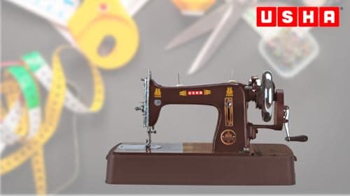 USHA Bandhan DLX Manual Sewing Machine – Composite Body with Cover (Built-in Stitches 1|| Brown) 2