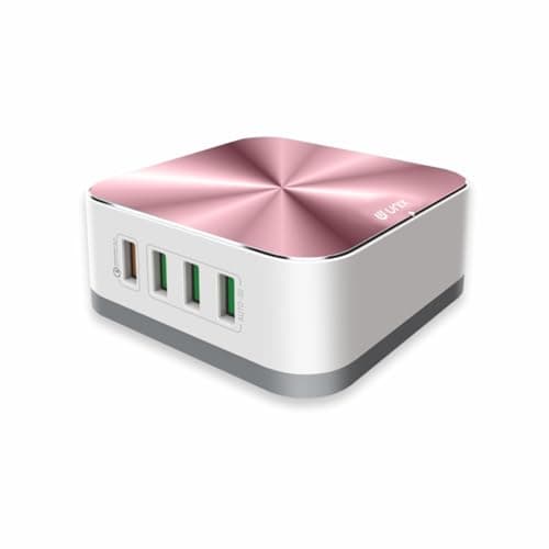 Unix UX-212 32W 8-Port USB Desktop Charging Station| Fast Multi Port Wall Charger with Type-C QC |10A Output | for iPhone 14/13/12, Samsung S22 Ultra,All USB Devices | Home & Office Use - Rosegold
