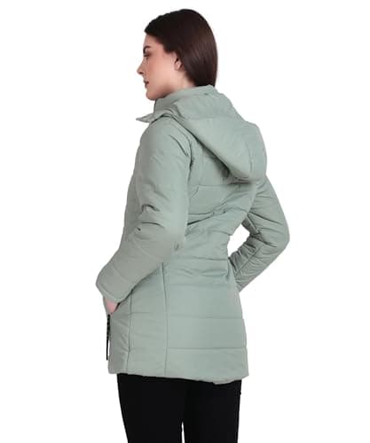 Brazo Women’s Winter Hooded Puffer Jacket with Warm Padding & Zipper Pockets (IN, Alpha, M, Regular, Pista) 5