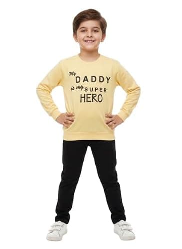 Tirupati Creations Kids Clothes for Boys | Printed Cotton Full Sleeves T-shirt and Pant Clothing Set for Baby Boys | Casual Summer Wear Kids Dress Set | Regular Wear Outfit (Yellow, 4-5 year)