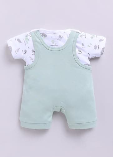 Smart Baby Dungaree Set for Baby Boy And Girls | Cotton Romper with T-Shirt | Soft & Breathable Fabric | I Am New Here Print | Snap Button Closure for Easy Diaper Change (Pink, 0-3 Months) 2