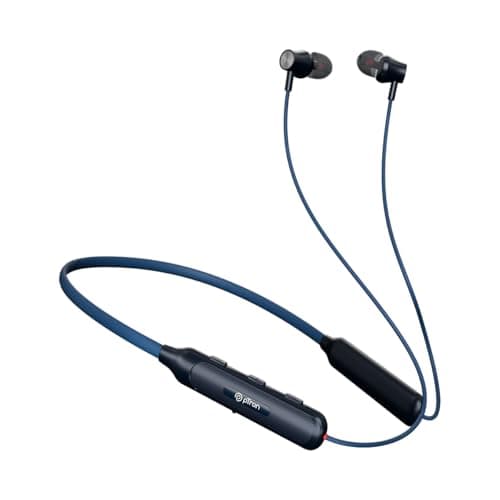 pTron Tangent Evolve w/ 50Hrs Playtime, HD Mic, Pristine Sound, 14mm Drivers, Bluetooth V5.3 w/Dual-Device Pairing Wireless Neckband, Magnetic Buds, Voice Assistant,Type-C Charging & IPX4(Black/Blue)