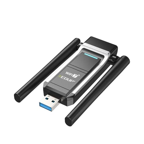 EDUP USB WiFi 7 Adapter BE6500 Wireless Network Card IEEE 802.11be Tri-Band 6GHz/5GHz/2.4GHz for Desktop PC Laptop, Wireless Netword Card for Gaming, Compatible with Windows 11/10