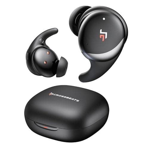 CrossBeats Hertz ANC TWS Ear Buds, Wireless in‑Ear Earphones, Sleep Buds v5.4 Bluetooth 10 mm Drivers Up to 60H Playtime, with AI Noise Cancellation,40 ms Low Latency, & AI ENC Earbuds Buds (Black)