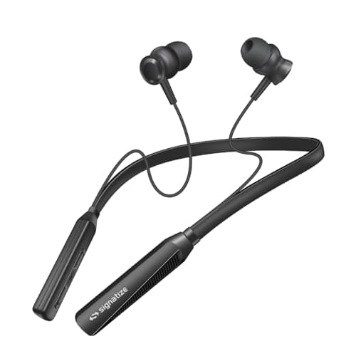 SIGNATIZE Bluetooth in Ear Earphones with 10mm Drivers, Rich Music Experience, Above 20 Hours Playtime, Type C Fast Charging, Neckband Earphones