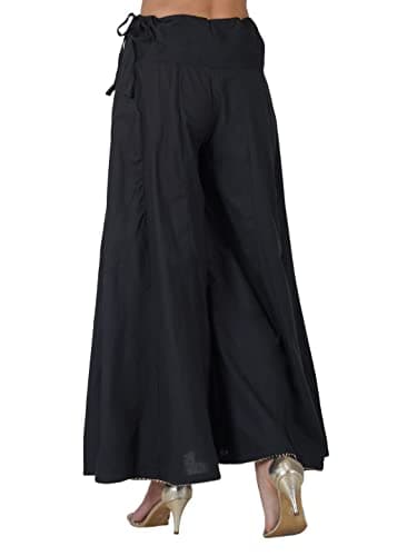 fabcoast Women Regular Ethnic wear 100% Cotton Cambric 12 Kali Palazzo with Draw String and 1 deep Side Pocket (XL, Black) 3