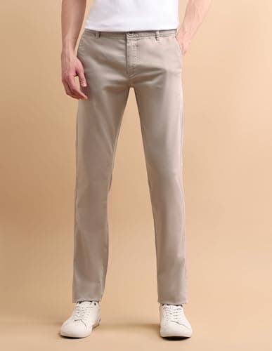 U.S. POLO ASSN. Solid Men’s Casual Trousers - Slim Fit Chino Pants for Office & Regular Wear - 34, Beige 2