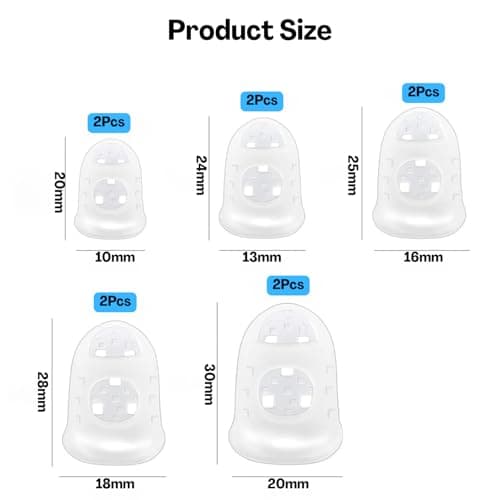 Flavizo 10 Pcs Silicone Guitar Finger Protector, Transparent Soft Flexible Picks Caps for Acoustic and Electric Bass Practice, Comfortable Fingertip Guards for Guitarists 2