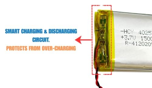 3.7v 1500mAh (Lithium Polymer) Lipo Rechargeable Battery Model 402535P for RC Toys, Bluetooth, DIY, MP3, DVD Player | LiPo Battery | Lithium Polymer Battery 3