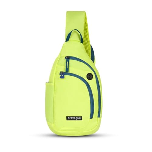 Provogue Bolt Crossbody Bag for Men and Women, Sling Bag, Small Backpack, Multi-pocket Bag for Travel, Chest Bag with 8" Tab Pocket, One Side Shoulder Bag, Glow Lime