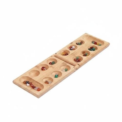 UJEAVETTE Strategic Thinking Wooden Mancala Game Parent-Child Interaction Mancala Board Educational Recreation Item Strategy for Children, S Foldable