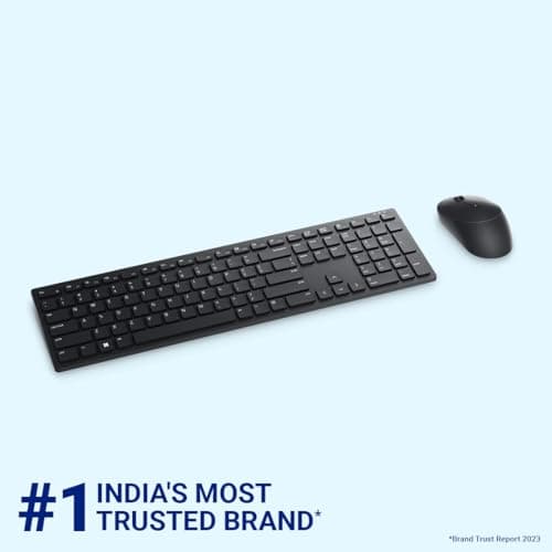Dell KM5221W Pro Wireless Keyboard and Mouse, Plunger, QWERTY International English, Volume, Mute Hot Keys, 3 Buttons, 1600 dpi, 2.4 GHz, 3 Years - Advanced Exchange Warranty 3