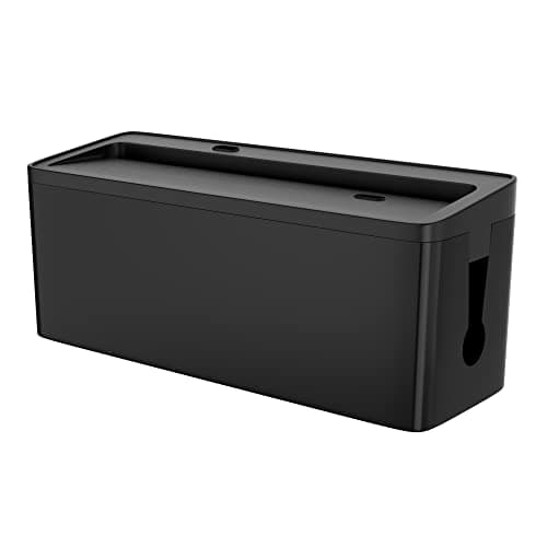 APPUCOCO Cable Management Box with Mobile Stand - Wire Bin- TV Cord Box for Desktop, Floor, Home, Office (Black)