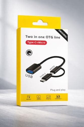 2-in-1 OTG Adapter Cable Type-C + Micro USB to USB – Plug & Play OTG Converter for Smartphones,Laptop & Tablets Connect Your USB Devices Easily with This 2-in-1 OTG Both Type-C and Micro USB 2