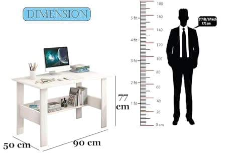 Callas Engineered Wood Computer Desk with Shelf – Modern Laptop Study Table for Home Office, Workstation & Writing Desk for Students and Professionals (ST-09-White) 2
