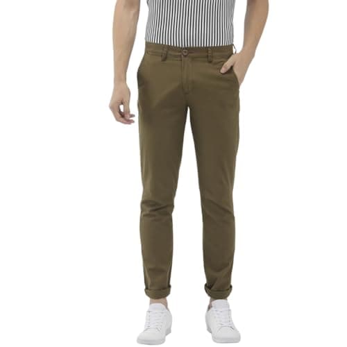 The Indian Garage Co Men Mid Rise Slim Fit Solid Mid-Rise Stretchable Chinos Cloud Grey, 34