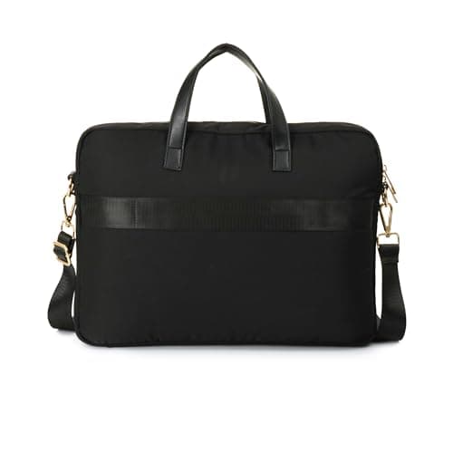 Nautica Unisex 14 Inch Laptop Bag | Premium Polyester and Reinforced Metal Hardware Laptop Messenger | Unique Logo and Trolley Strap Briefcase for Business Travel | BLACK 2