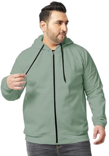 Wear Your Opinion Men's Plus Size Fleece Regular Fit Zipper Hoodie Jacket (Medium, Mint) 3