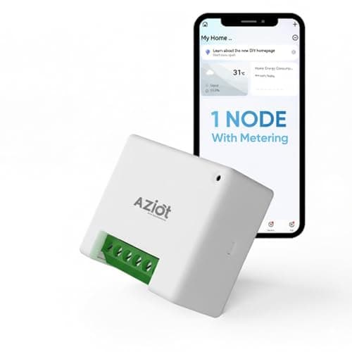 Aziot Smart Switch 1 Node 16A With Energy Monitoring WiFi And Bluetooth Smart Relay Switch Polycarbonate 1 Pack