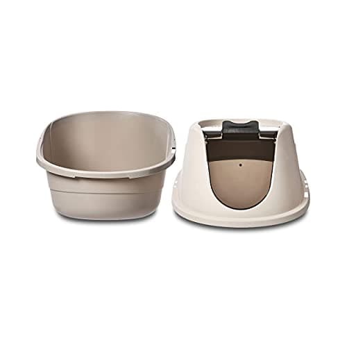 amazon basics No-Mess Enclosed Hooded Cat Litter Box, Standard, Multicolor, 21L inch x 16W inch x 15H inch (53Lx41Bx38H Cm) 5