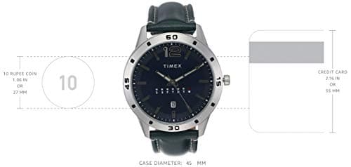 TIMEX Analog Watch for Man with Blue Round Dial & Blue Leather Strap Band Water Resistant Men's Wrist Watches - TW000U931 3
