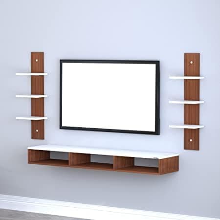 Wooden TV Stand with Side Storage Cabinets | Floor Standing Entertainment Console (Natural Finish) 5