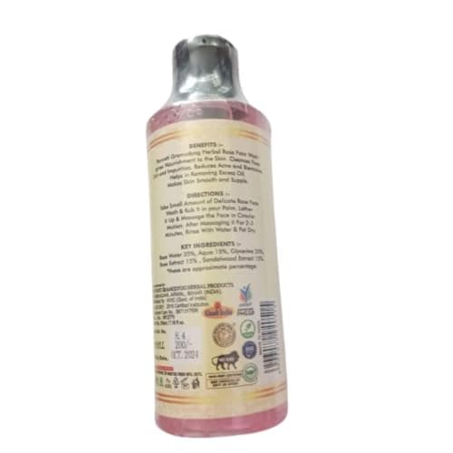Khadi India Rose Face Wash, for All Skin Types, with Rose Water and Sandalwood Extract, 210 ml 4