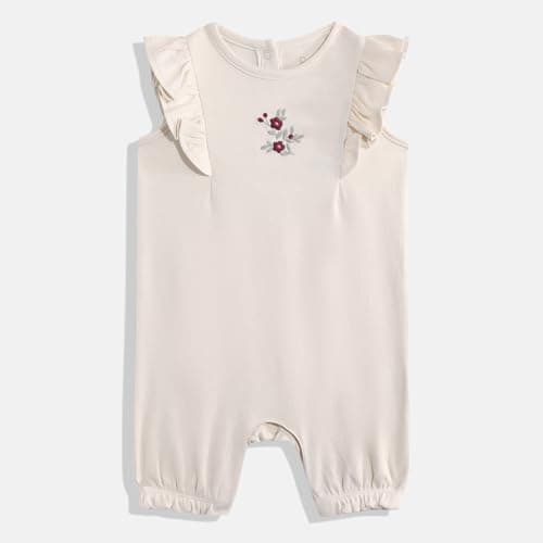 Mothercare Girls Arctic Berry Printed Short Sleeve Rompers | Pink/Cream Baby Jumpsuits | Soft Cotton Infant Bodysuits for Summer Play (Pack of 2) 3