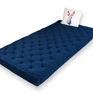 ATOOTFUSION Soft Cotton Floor Box Mattress, 5-Inch Thick, Foldable, Movable, Medium Firm, Solid Colored (Navy Blue, Single 36X72X5 Inches)
