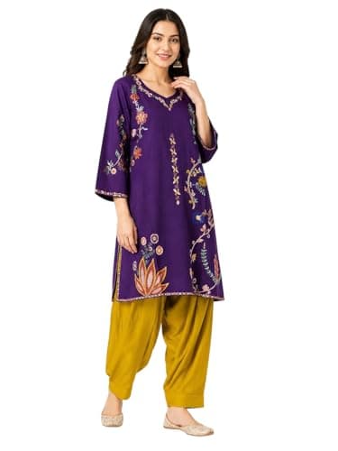 Shree Shakuntala Sarees Women Embroidered Kurta with Patiala Pant Set | Ethnic Printed Kurti Set for Women | Casual Traditional | Festive | Stylish Ethnic Outfit for Woman (IN, Alpha, 2XL, Regular)