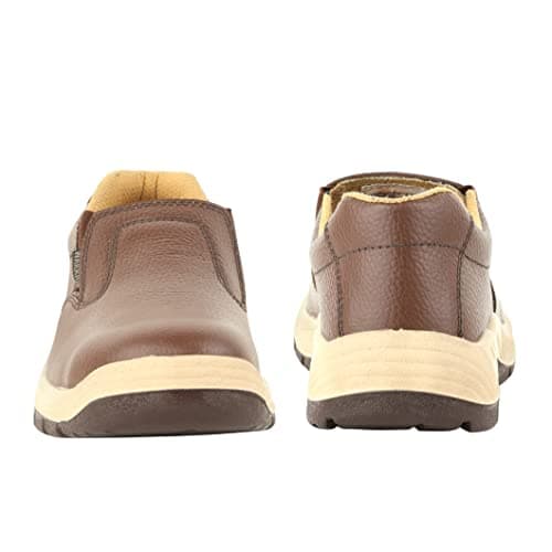 Liberty Warrior Lightweight Slip On Safety Shoes for Man | 3003-123 | Steel Toe Cap | Antislip & Water Resistant | Double Density, Antistatic & Abrasion Resistance | Black & Brown | Size 5-11 UK 5