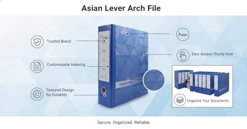 Bindex Asian Office Lever Arch Binder Box File Folder - Pack of 8, A4, Legal, Letter Size (Dark-Blue), Holds Up to 500 Sheets, PVC Free, Made in India 3