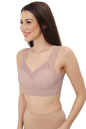 Fabluk® Supreme Comfort Silk Smooth Bra, Seamless,Running,Shockproof Brassiere Top, Comfortable & Breathable, Double Padded with Support,Push Up Bra, L-3XL (in, Alpha, L, Regular, Pink) 3
