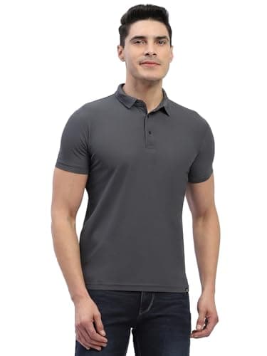 hummel Jaye Half Sleeves Golf Polo T-Shirt for Men – 100% Polyester – Regular Fit Lightweight Breathable Stylish Activewear for Golf, Casual Wear & Outdoor Activities Charcoal Grey