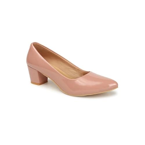Buy Tale Women’s Pink Block Heel Pumps | Comfortable Slip-On Office Wear Shoes, Pink-8