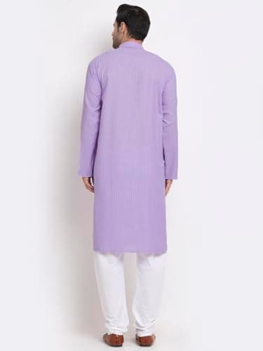KRAFT INDIA Men Cotton Striped Purple Kurta Pyjama Set Size X-Large 3