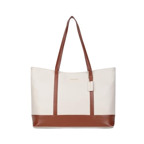 Fastrack Hustle Laptop Bag (tan)| Faux-Leather Laptop Bag for Men & Women | 15-Inch Laptop Compatible | Black Bag with Gold Hardware & Double Handle | Zipper Closure & Multiple Pockets for Organized S