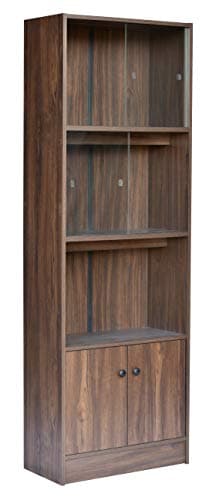 DeckUp Cove Engineered Wood Book Shelf and Display Unit Cabinet (Walnut, Matte Finish , 2 Doors) 3