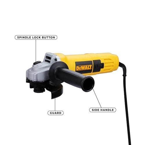 DEWALT DW801-IN, 850W, 4'' (100mm) Heavy Duty Angle Grinder Engineered For Heavy Duty Applications with Spindle Lock and Toggle switch, 2 Year Warranty (SIDE HANDLE INCLUDED) 3