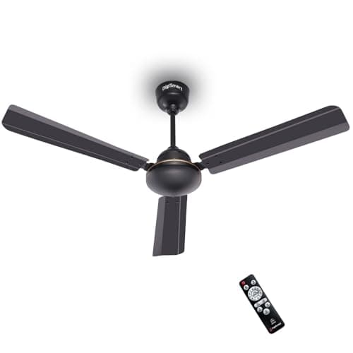 DIGISMART Storm 1200 MM BLDC Ceiling Fan with Remote, 28W Energy Efficient, 225 CMM Air Delivery, 65% Power Saving, Low Noise, Reverse Mode, Smart Memory, 3 Blade, 5 Year Warranty, Smoke Brown