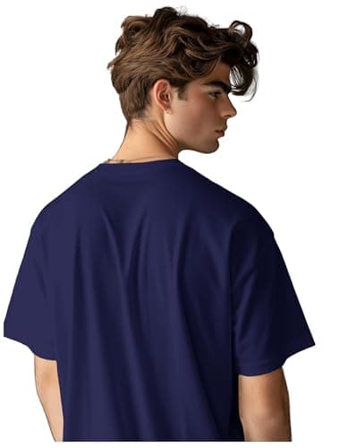Oversized Fit T-Shirt for Men (Cotton) (in, Numeric, 40, Mid Night Blue) 3