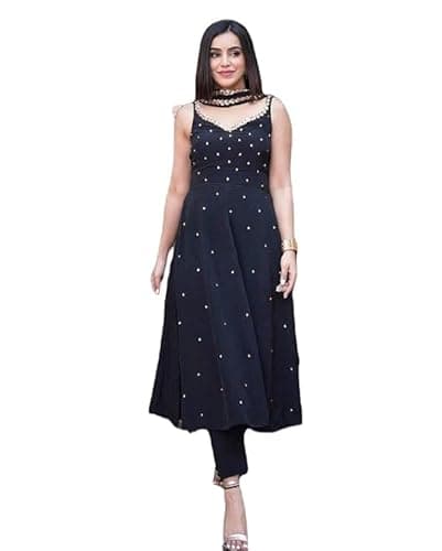 Parul tendz Women’s Embroidery Dress Set with Sleeveless Kurta, Straight Pants and Dupatta for Festive Party Casual Ethnic Style (IN, Alpha, M, Regular)
