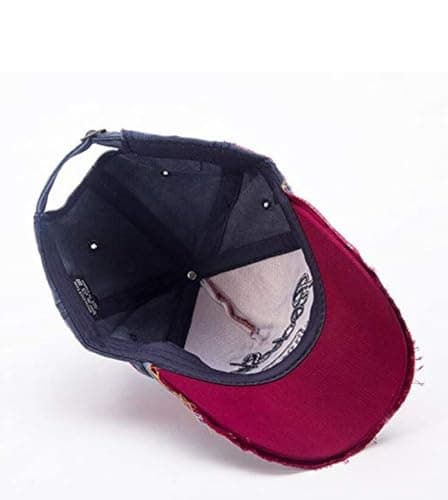 RebelBoat Unisex 1969 Denim Caps | Casual Sports Summer Outdoor Activities Cap for Men and Women | Denim Baseball Cap for Men | Embroidered Vintage Style | Adjustable Running Hat (Blue & Maroon) 4