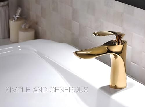 24x7 eMall Gold Faucet Tap Mixer Hot and Cold Water Heavy Single Lever Basin Mixer 7 inches with Connector Pipes and Ceramic Cartridge for Bathroom Wash Basins 3
