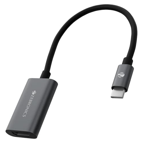 Zebronics Type-C to HDMI Converter, 1080p@240Hz, 4K@60Hz, 18Gbps High Speed Converter, 3D Video Support, 15cm Cable, Aluminum Body, Compatible with Mac, Samsung Dex, Windows Laptop (TA250H)