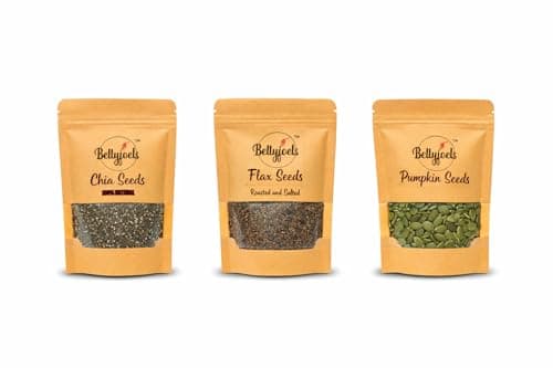 BELLYFUELS Seeds Combo Pack 100g Each (Chia, Flax & Pumpkin) | 100% Natural Superfoods | High Fiber, Protein & Omega-3 | Healthy Diet Essentials